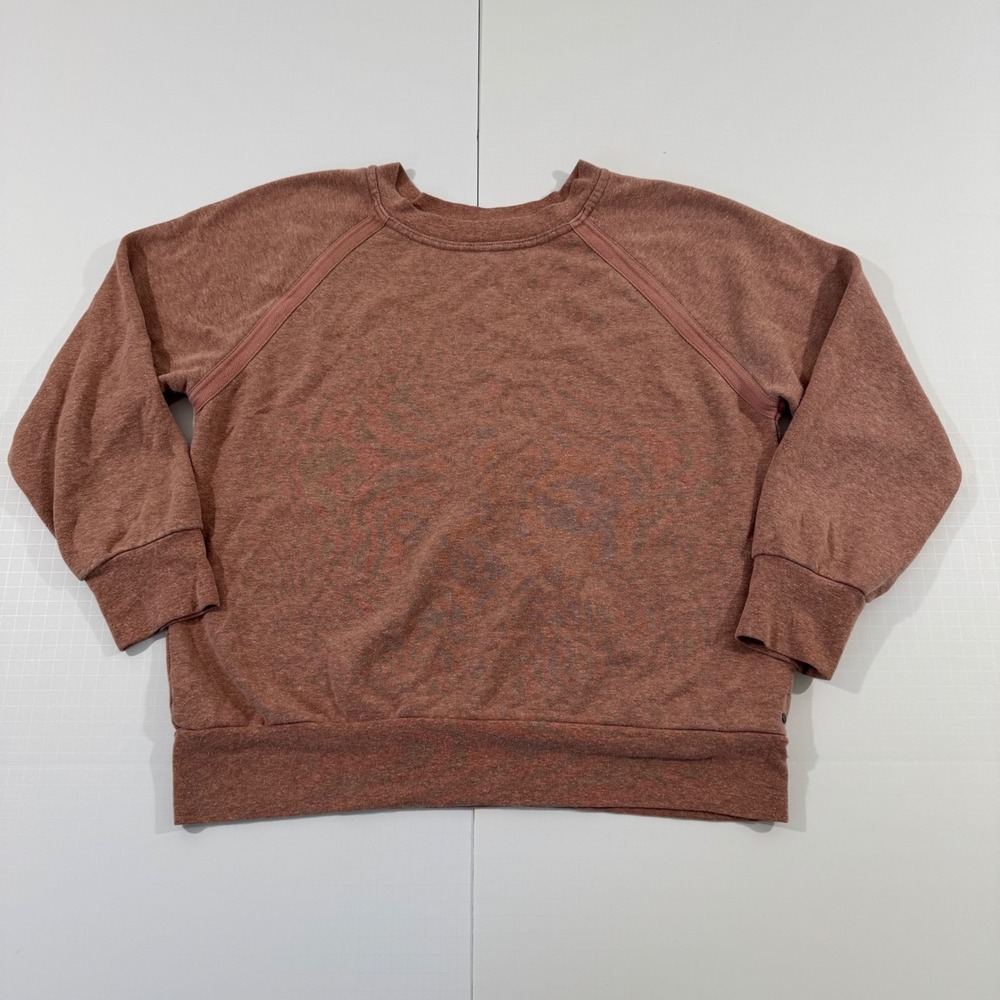 Prana Sweatshirt Womens Large Rose Heather Raglan Sleeve Pullover Crew Neck